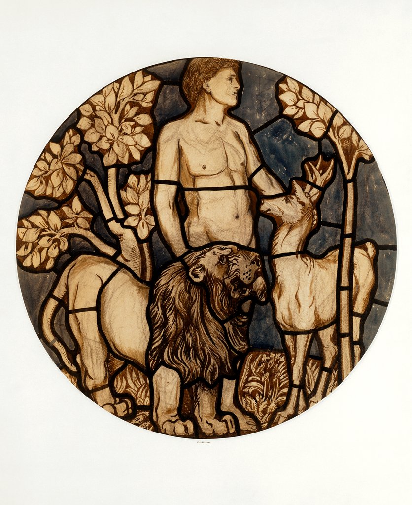 Detail of Adam naming the lion and the roebuck by Philip Speakman Webb