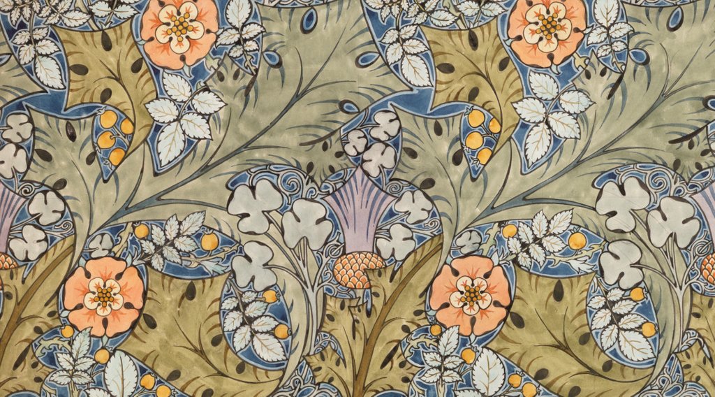 Detail of Textile design by Charles Francis Annesley Voysey