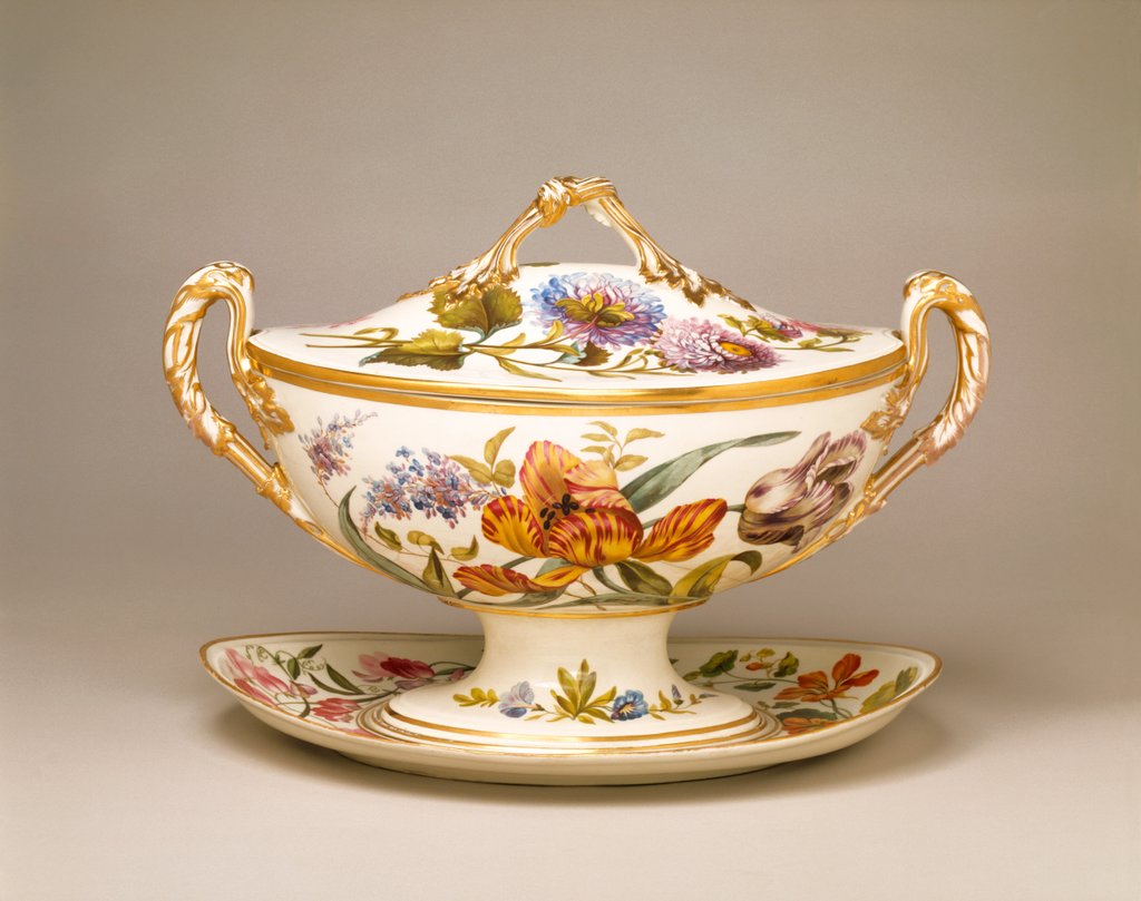 Detail of Tureen with cover and stand by William Pegg & William Billingsley