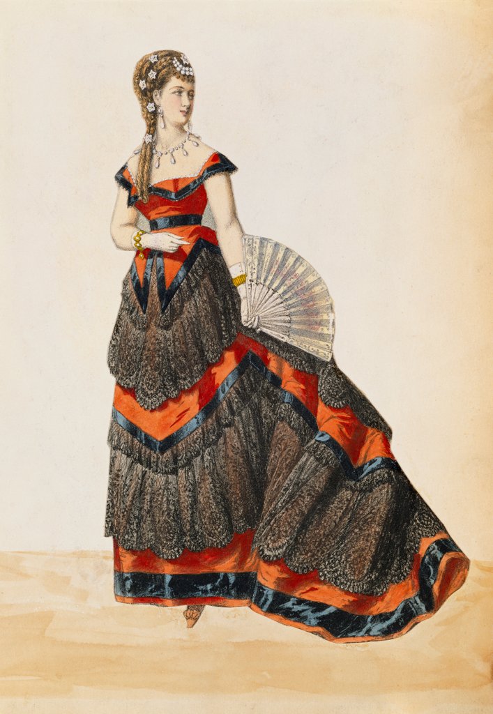 Detail of Design for a female costume. Great Britain, 19th century by Anonymous