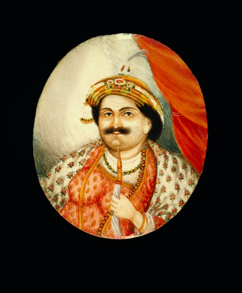 Detail of Raja Udit Narain smoking a hookah by Unknown