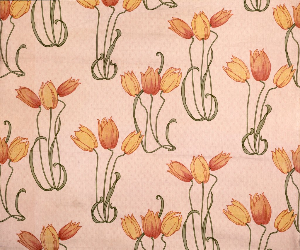 Detail of Tulips furnishing fabric by Unknown