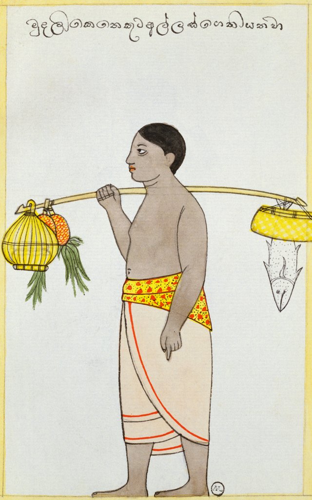 Detail of A man taking bribes to an official. Sri Lanka, 19th century by Unknown