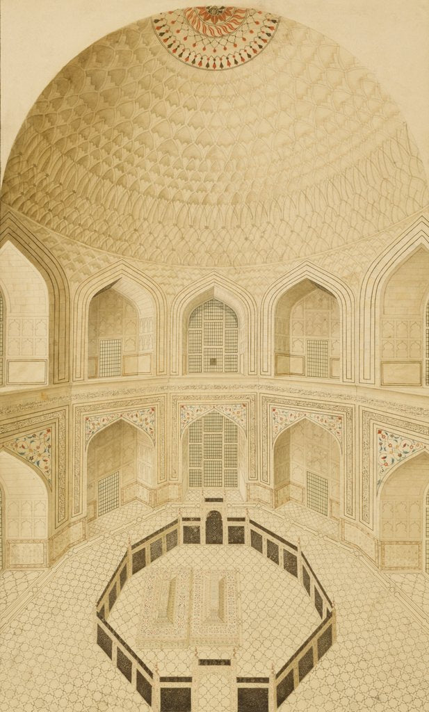 Detail of Interior of the tomb chamber of the Taj Mahal by Unknown