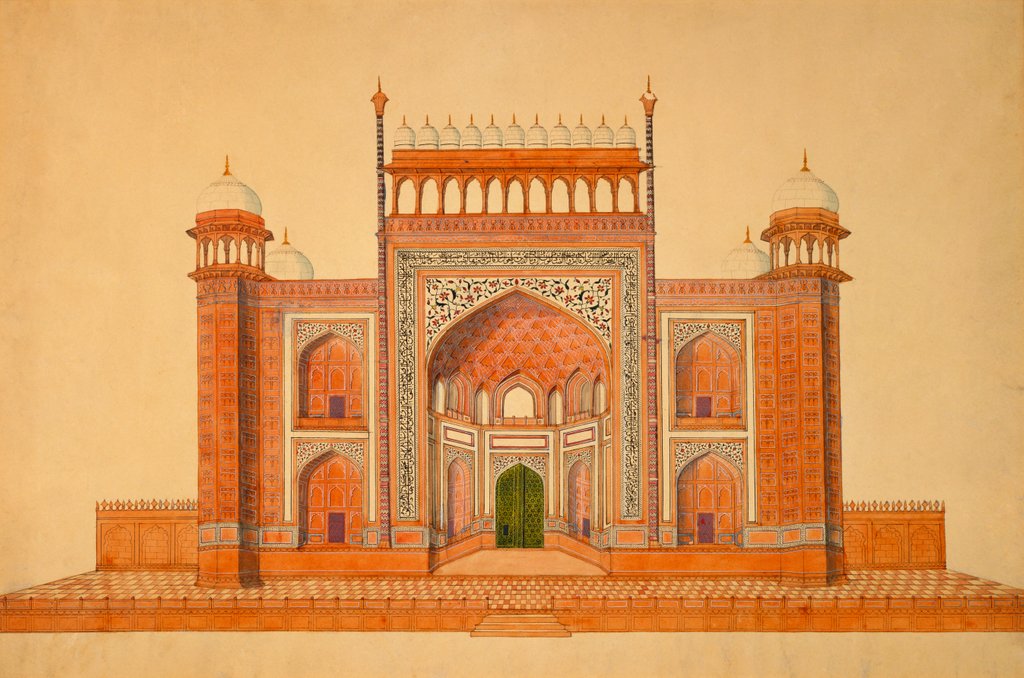 Detail of Elevation of the entrance gateway to the garden court of the Taj Mahal by Unknown