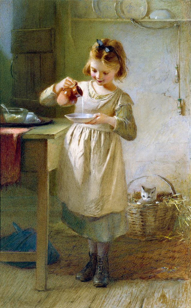 Detail of Girl with Kitten by Emily Farmer