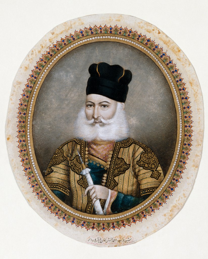 Detail of Ahmad Baksh Khan, Nawab of Firozpur. Delhi, India, early 19th century by Unknown