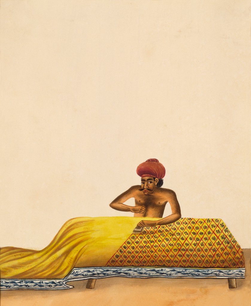 Detail of A Block-printer. Benares, India, early 19th century by Unknown