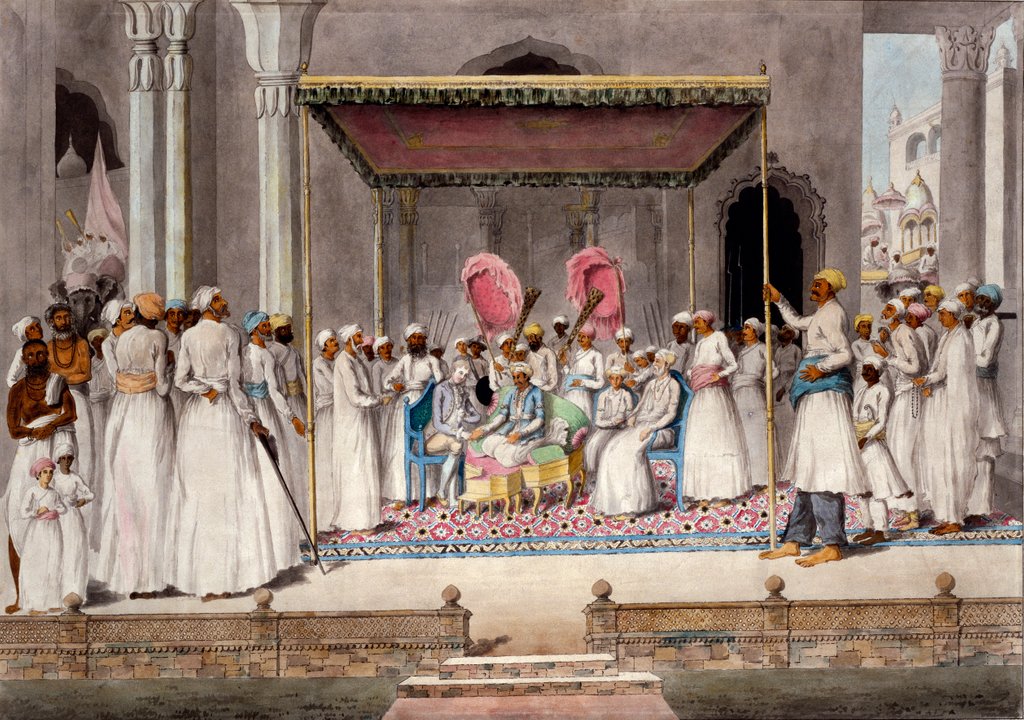Detail of Mubarak-ud-duala in durbar with Sir John D'Oyly at Murshidabad by Unknown