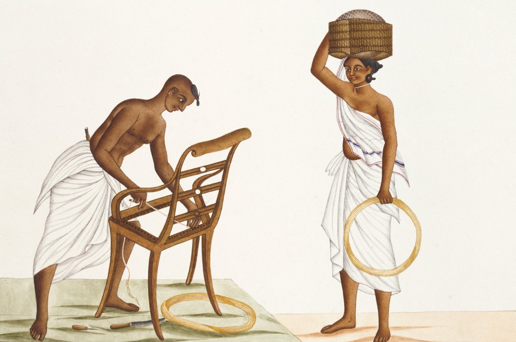 Detail of A chair caner and his wife by Unknown