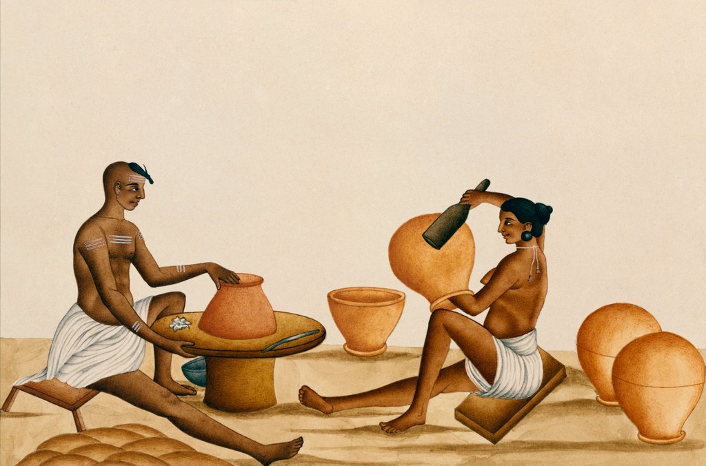 Detail of A potter and his wife by Unknown