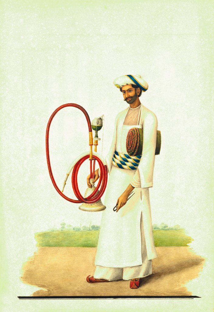 Detail of A hookah-bearer by Shaikh Muhammad Amir