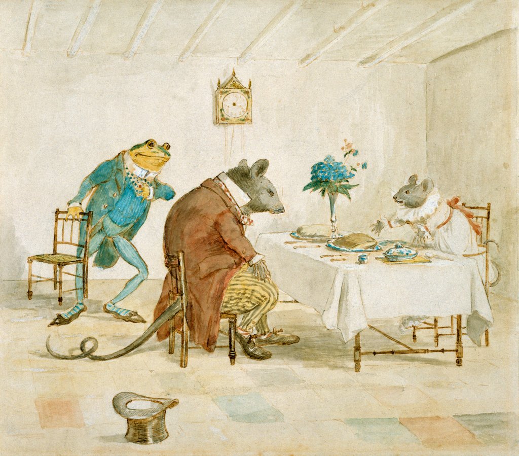 Detail of Frog, Rat and Mouse at Table by Randolf Caldecott