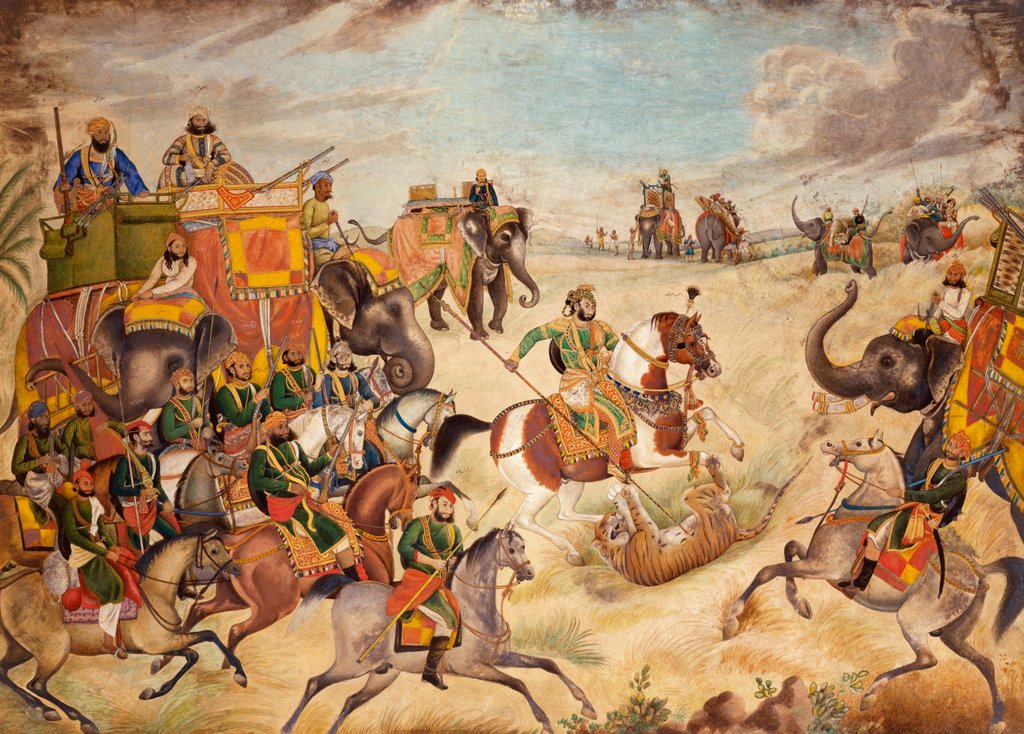 Detail of A Tiger Hunt at Jhajjar by Ghulam Ali Khan