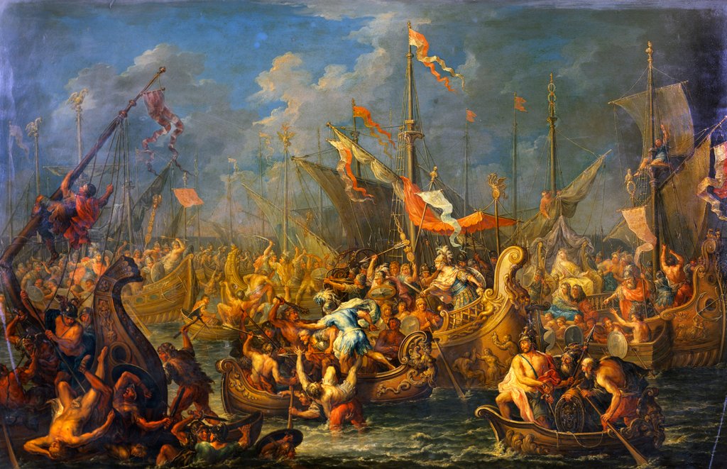 Detail of Anthony and Cleopatra at the battle of Actium by Johann Georg Platzer