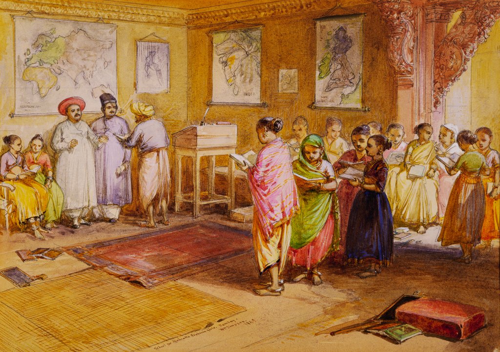 Detail of School of Mahratta Brahmin girls by William Simpson