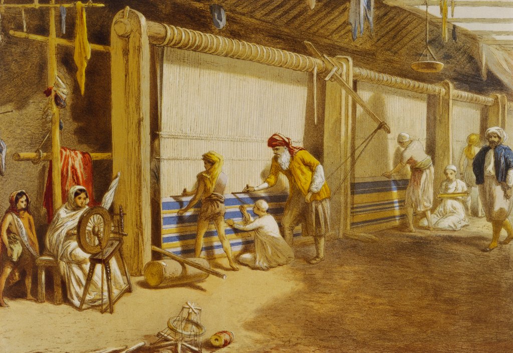 Detail of Carpet looms by William Simpson
