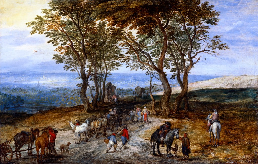 Detail of Country Road Scene with Figures by Jan Brueghel The Elder