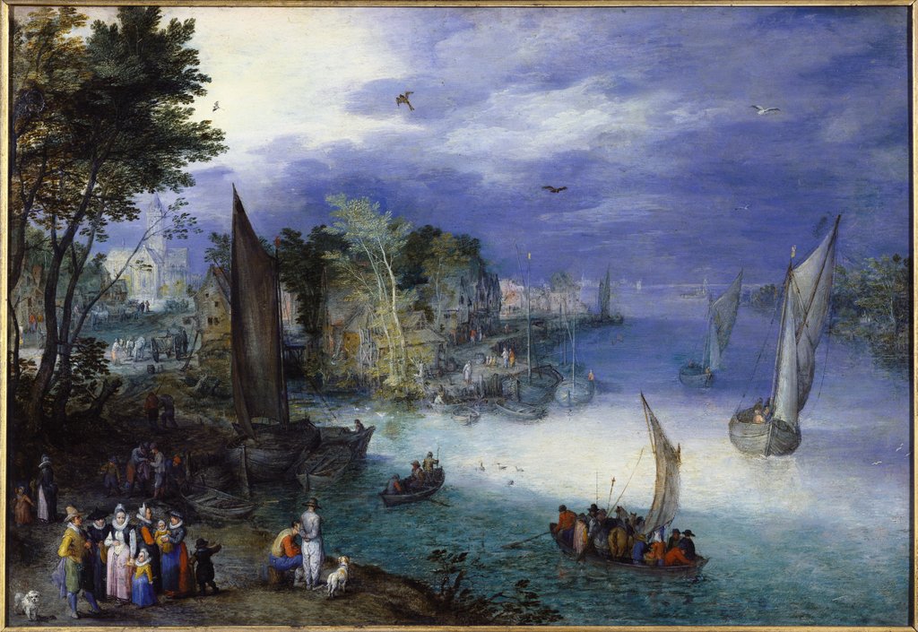 Detail of River  Scene with Boats and Figures by Jan Brueghel(the Elder)