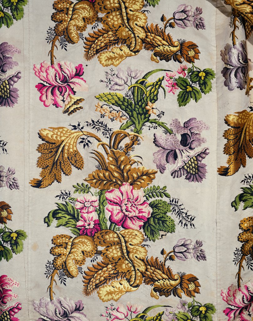 Detail of Brocaded floral textile, robe detail. England, c.1730 by Unknown