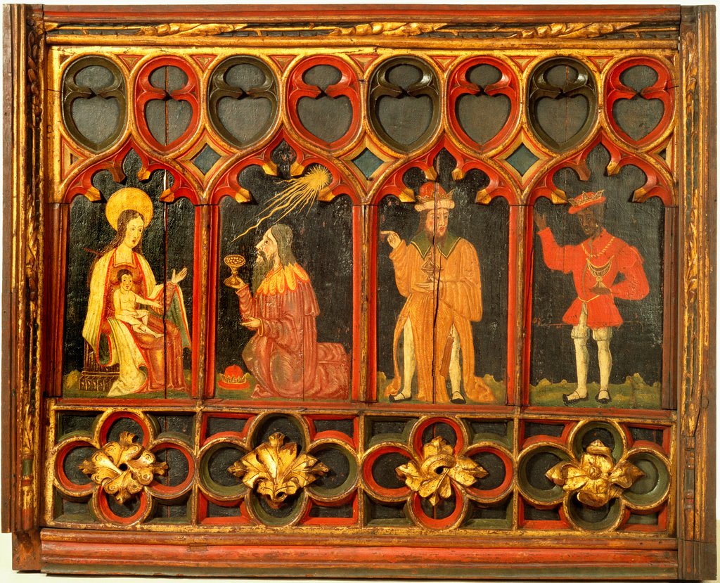 Detail of The Adoration of The Magi, roodscreen panel. England, 16th century by Unknown