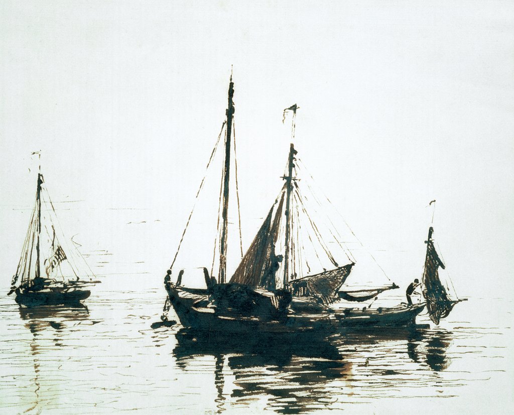 Detail of Fishing boats at anchor by John Constable