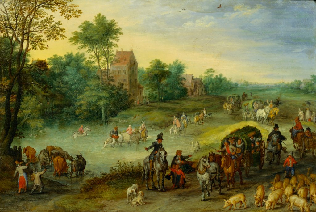 Detail of Travellers in a Landscape by Jan Brueghel The Elder