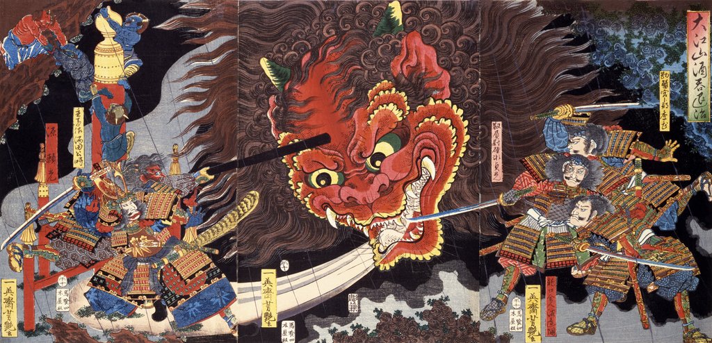 Detail of Minimoto Yorimitsu slaying the Giant Shutendoji by Utagawa Yoshitsuya