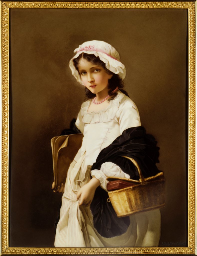 Detail of Girl with Basket and Portfolio by Unknown