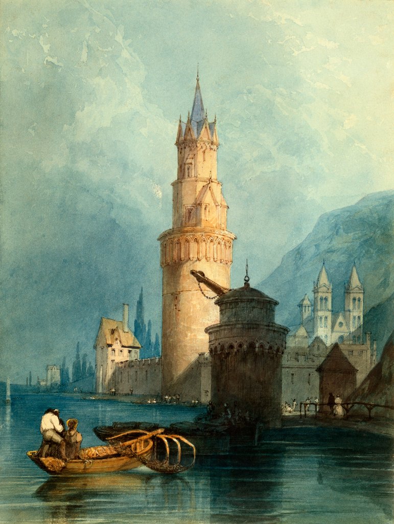 Detail of Tower and Mill, Andernach on the Rhine by Clarkson Stanfield
