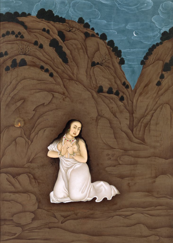 Detail of Woman Praying in a Ravine at Night. Murshidabad, India, mid-18th century by Unknown