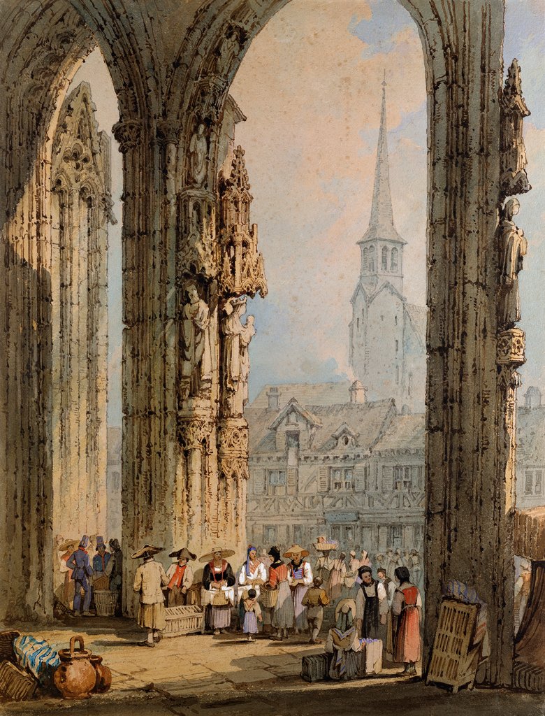 Detail of Scene from a church porch by Samuel Prout