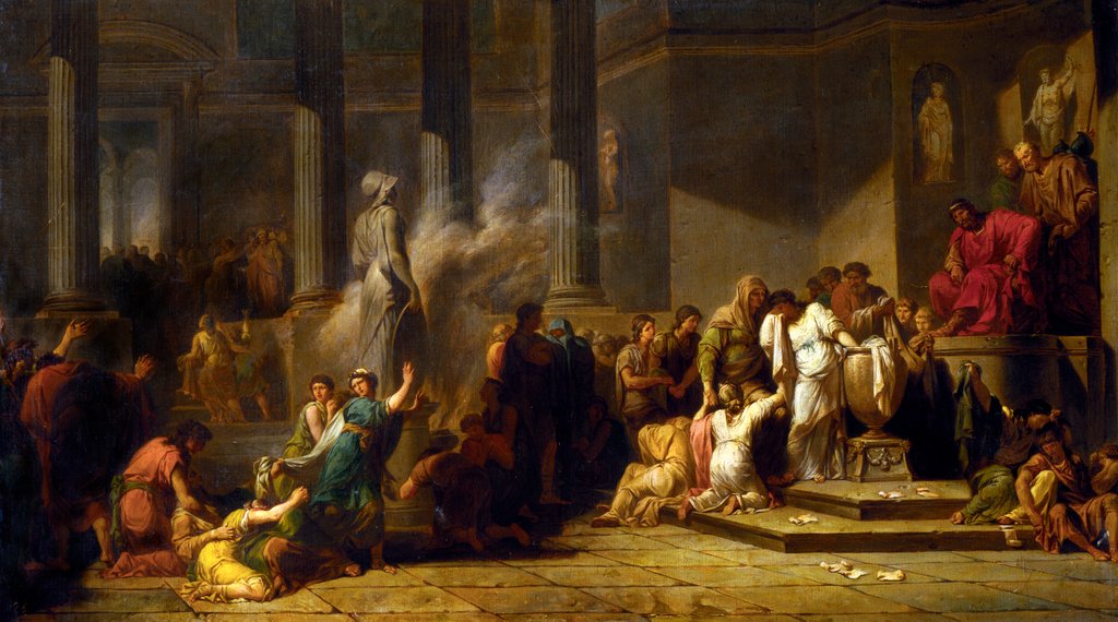 Detail of Athenian Girls Drawing Lots by Jean Francois-Pierre Peyron