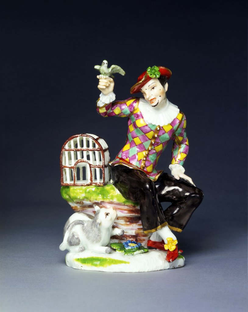 Detail of Harlequin with birdcage by Johann Joachim Kändler