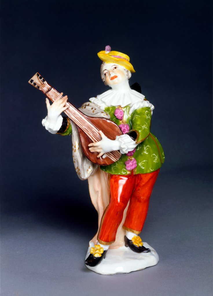 Detail of Comedian with stringed instrument by Johann Joachim Kändler