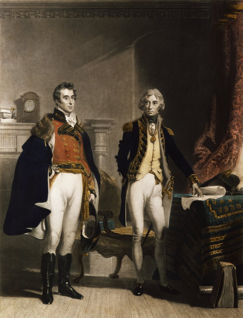 Detail of The Army & Navy featuring Arthur Wellesley,1st Duke of Wellington and Vice-Admiral Lord Horatio Nelson by Samuel William (the younger) Reynolds