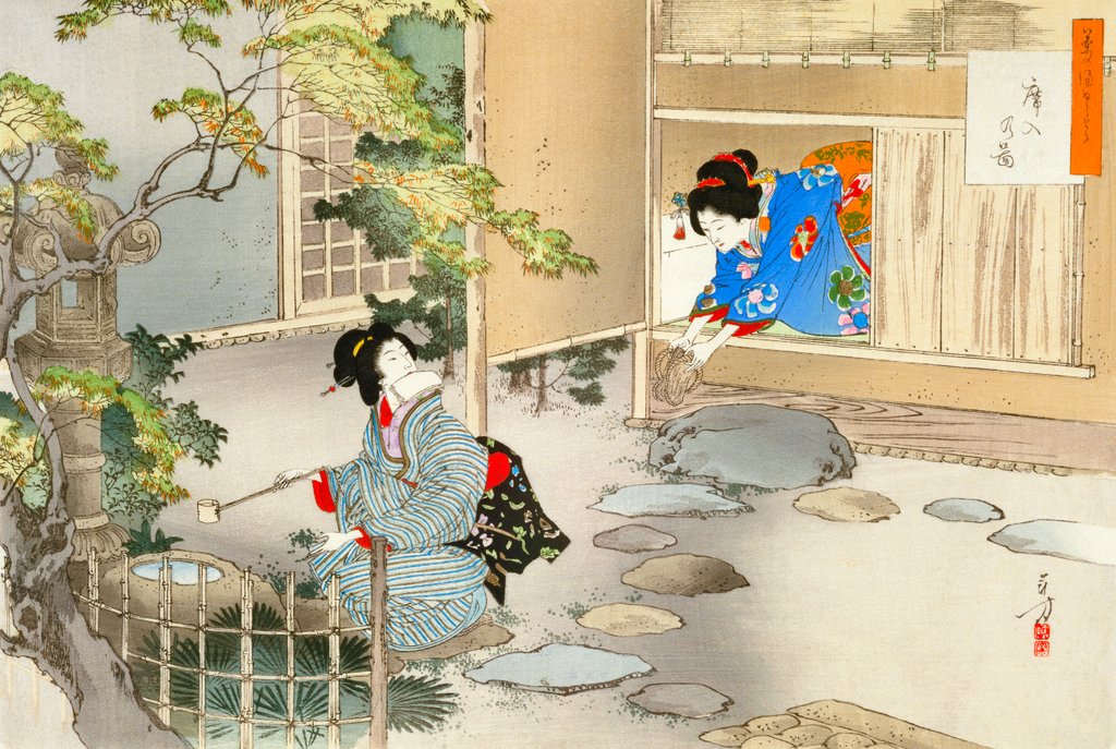 Detail of The Entrance to the Tea Room by Mizuno Toshikata