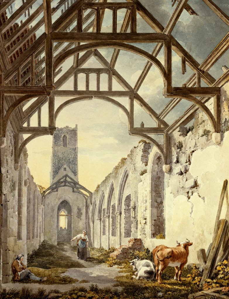 Detail of Dunwich church by Michael Angelo Rooker