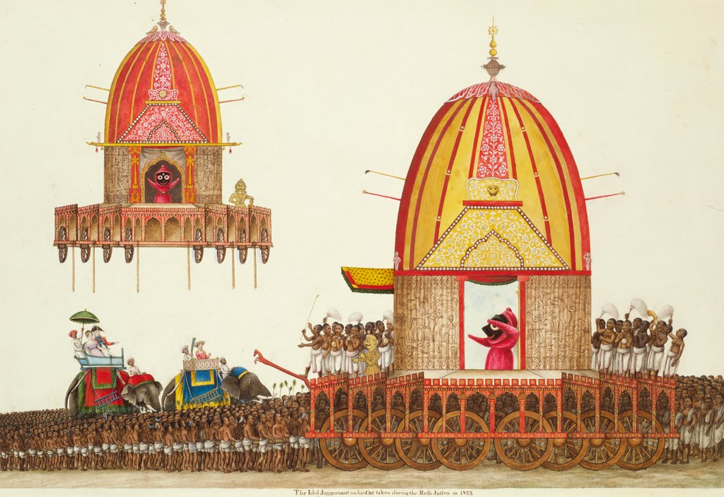 Detail of The Idol Juggernaut on his car. Delhi, India, 1822 by Unknown