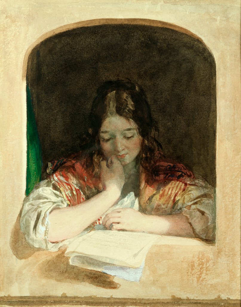 Detail of Girl Reading at a Window by Charles Brocky