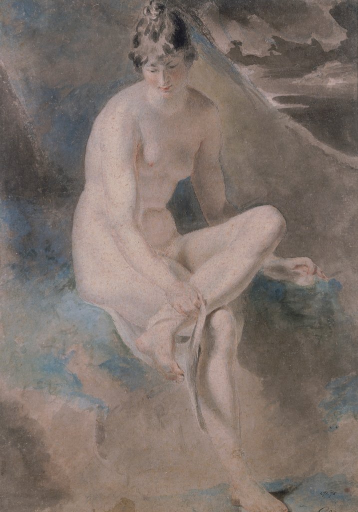 Detail of Study from the Nude Female seated on a bank by William Etty
