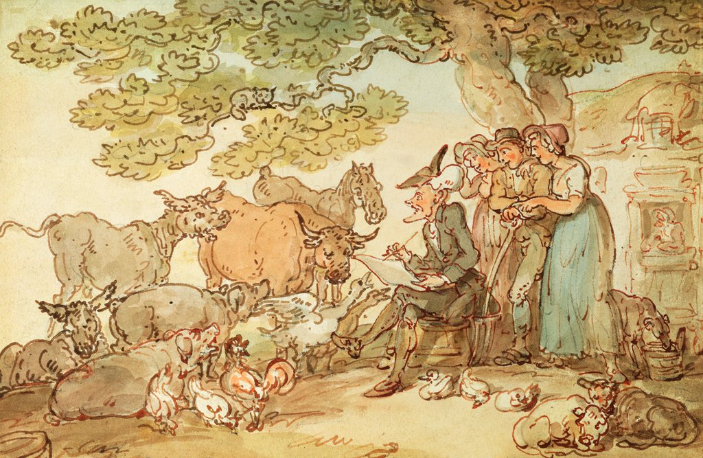 Detail of Dr Syntax sketching after nature by Thomas Rowlandson