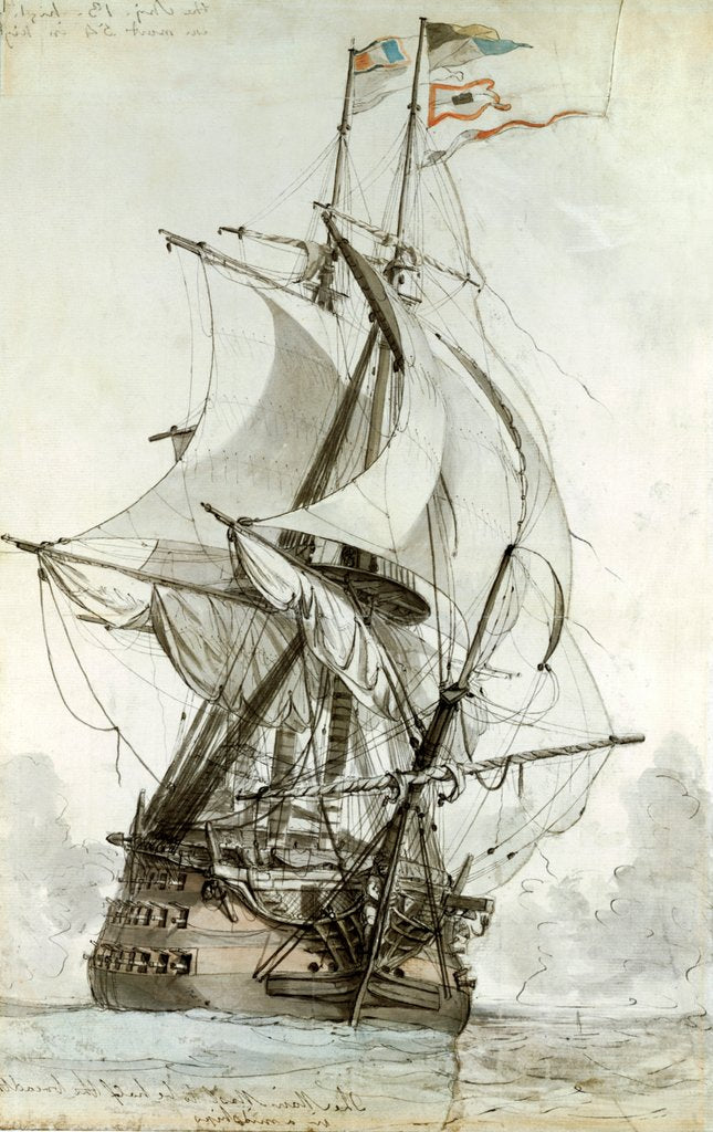 Detail of View of a man-o'-war by John Thomas Serres