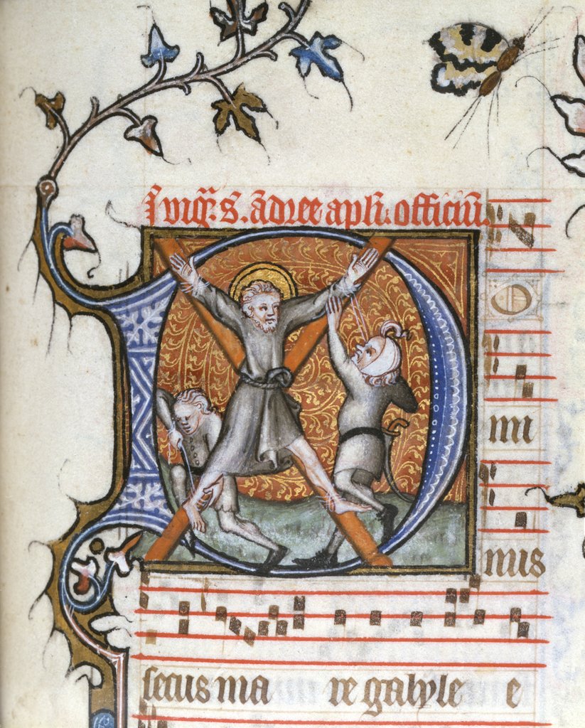 Detail of Illuminated initial letter D, depicting The Flagellation by Anonymous