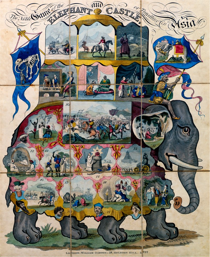Detail of The Noble Game of Elephant and Castle, or Travelling in Asia, boardgame. London, England, 1822 by William Darton