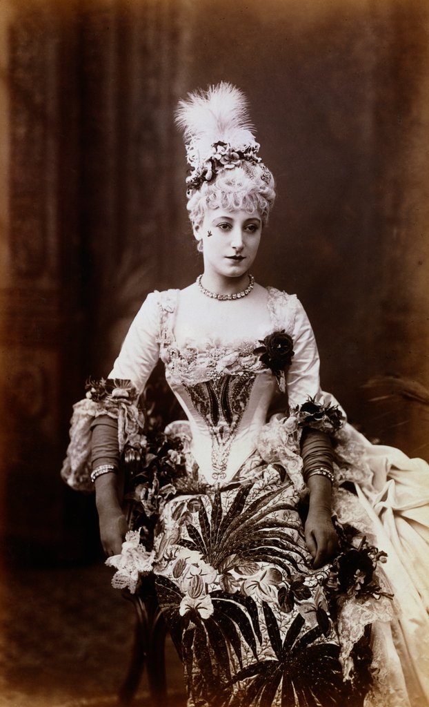 Detail of Kate Vaughan as Lady Teazle in The School for Scandal. England, late 19th century by Anonymous