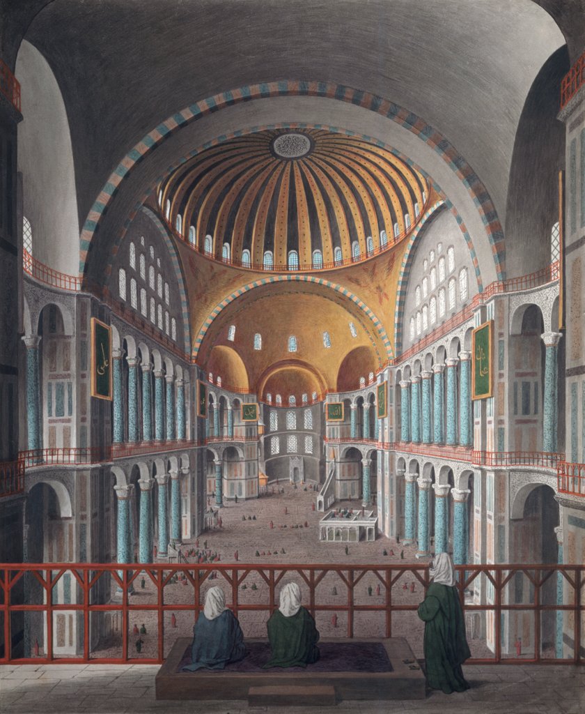 Detail of The interior of the Mosque of Aya Sofya by Anonymous Greek artist