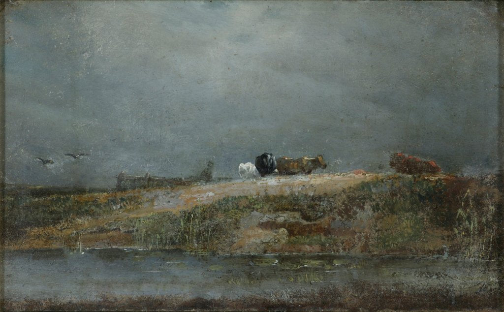 Detail of Hampstead Heath with cows by William Mulready