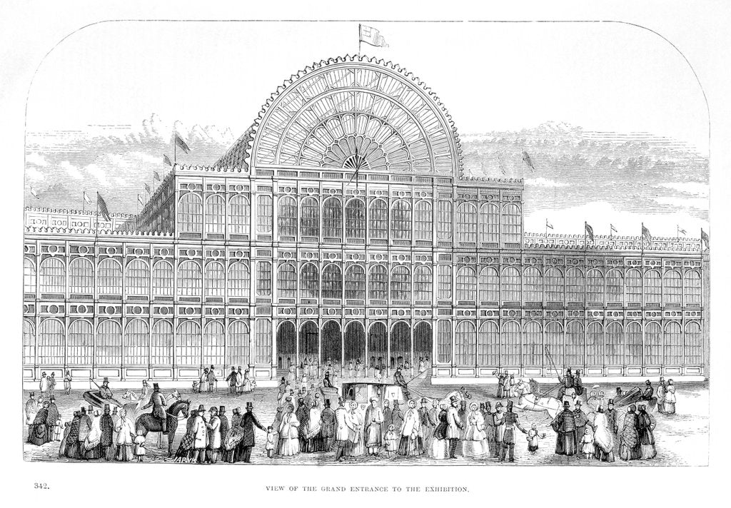 Detail of View of the grand entrance to The Great Exhibition of 1851 by Anonymous