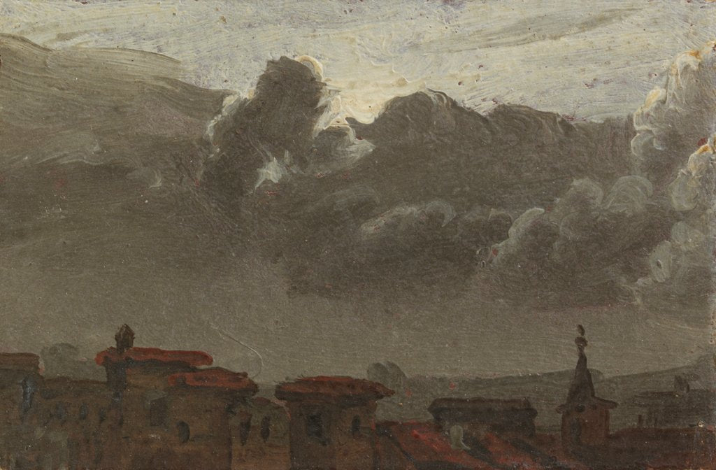 Detail of Cityscape with gathering clouds by Benjamin West